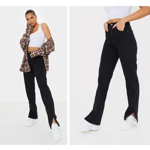PRETTY LITTLE THING Black Split Hem Jeans